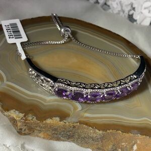 Chic Silver and Purple Bolo Adjusting Bracelet